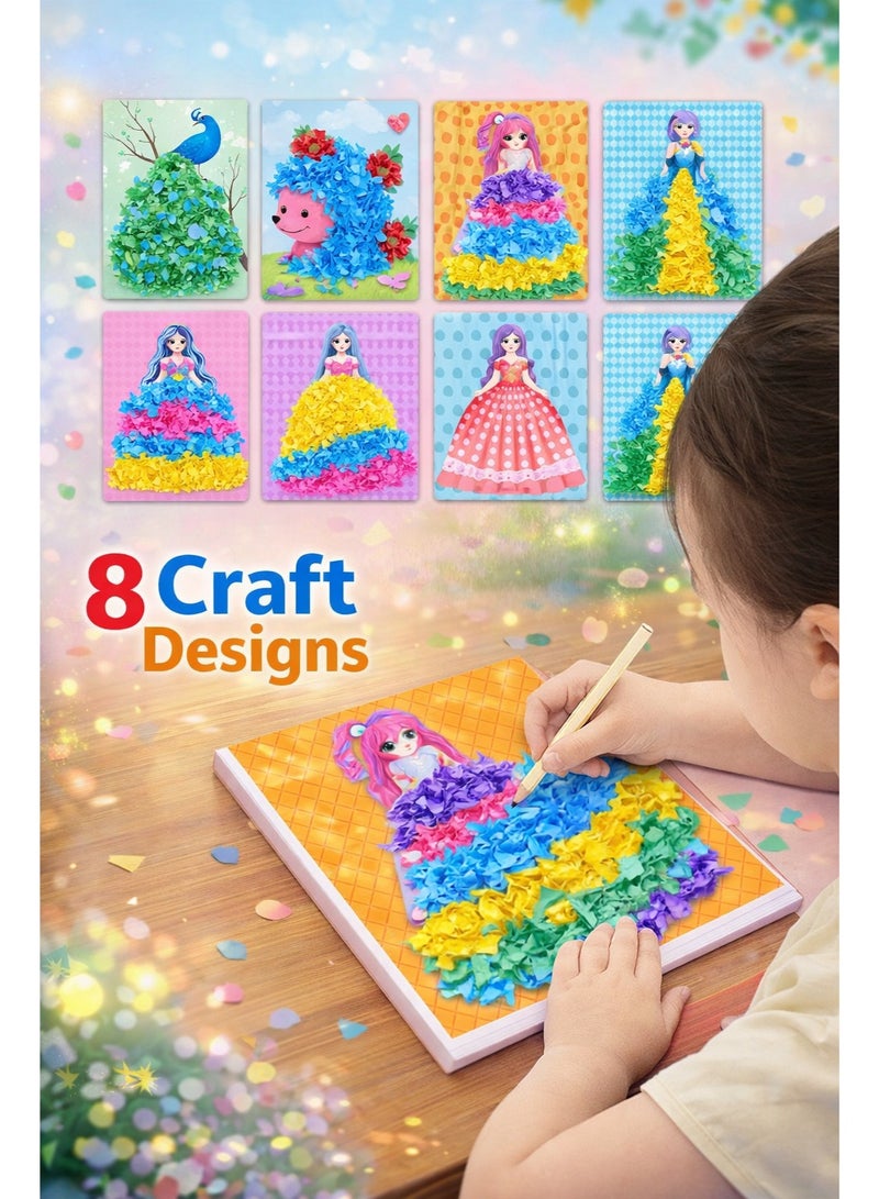 مجموعة هدايا الأميرة بوك آرت، مجموعة من 8 قطع، رسم ثلاثي الأبعاد، فن بوك يدوي الصنع، أنشطة إبداعية خالية من الفوضى، فنون وحرف يدوية للأطفال من سن 3 إلى 10 سنوات، هدايا عيد الميلاد وعيد الميلاد وهدايا الحفلات للفتيات - Image 1