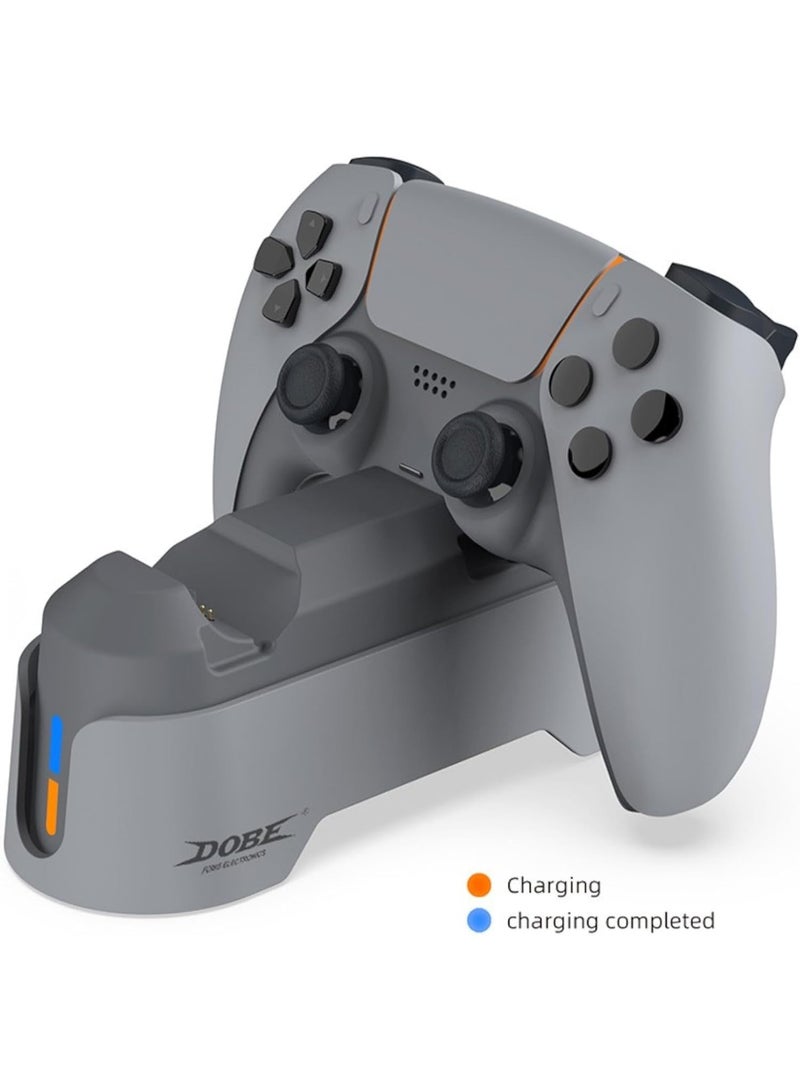 DOBE Dual Charge Station & Charge Dock for PS5 Controllers, Fast & Smart Charging, Sleek Modern Design & Slim - Charging Adapter with Type-C Cable (Gray, TP5-1501X) - Image 5