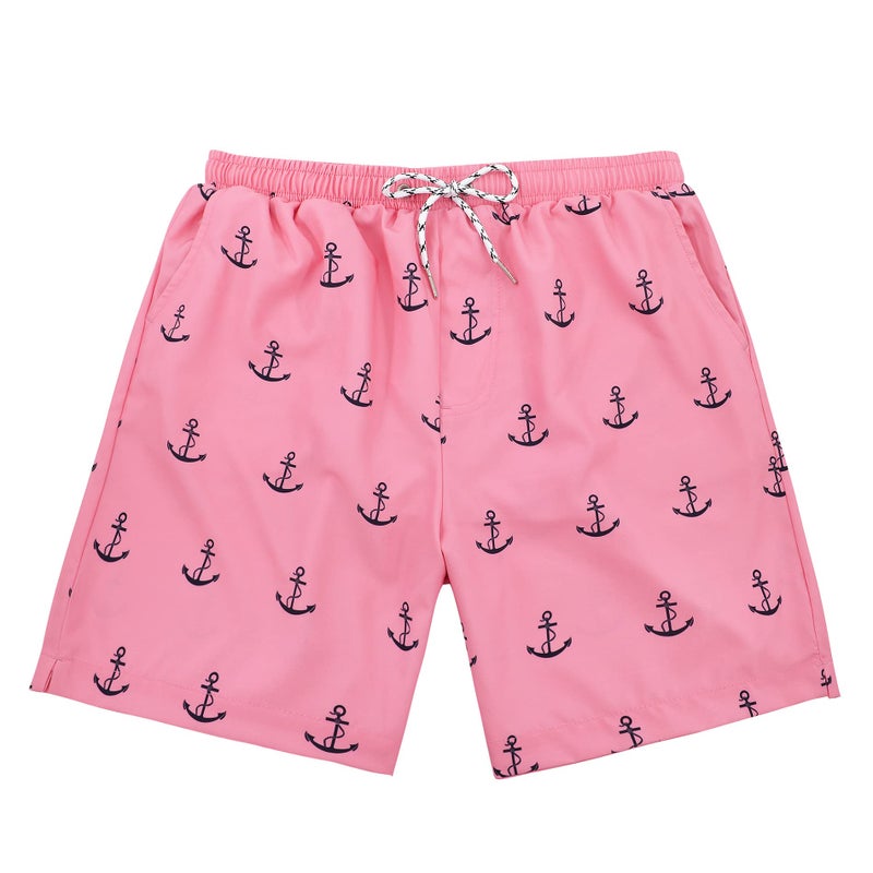 American Trends Men's Swimsuit Swim Trunk Mens 7 Inch Inseam Boardshorts Swimwear Beach Pool Bathing Suits Pink Anchor L - Image 4