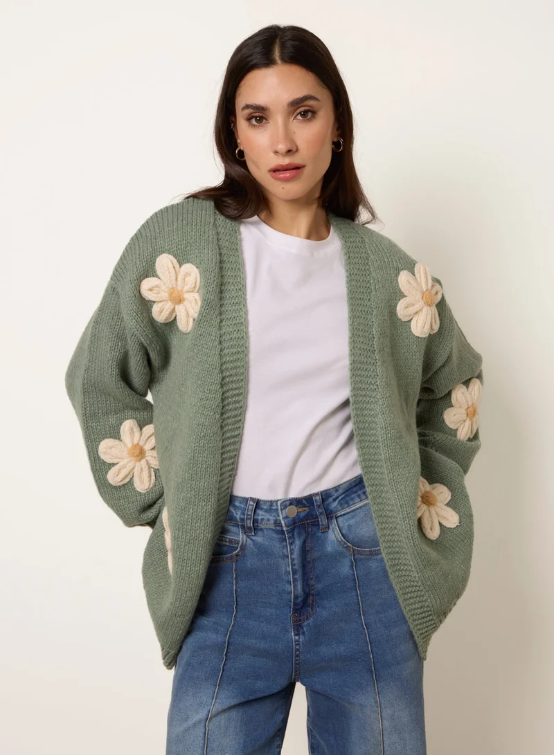 Blue Vanilla Daisy Large Flower Cardigan