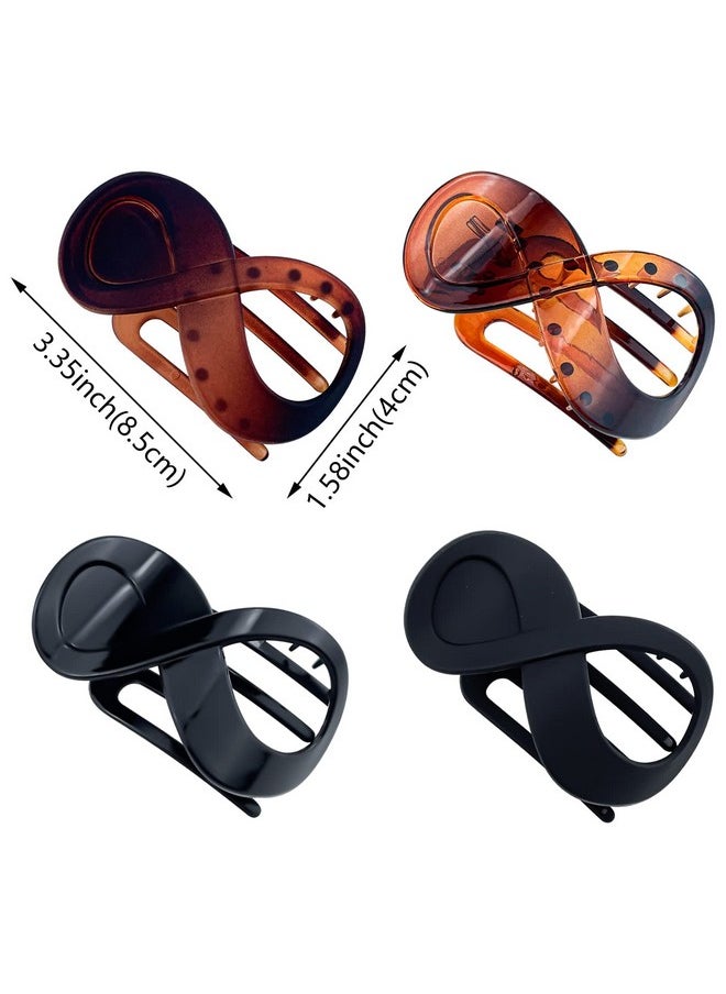 Aswewamt - 4 Pcs French Concord Flat Hair Clips 3.35 Inch Curved Hair Claw Alligator Hair Clips Volume Strong Hold Banana Barrettes Hair Clamps Jaw Clips For Women - Image 1