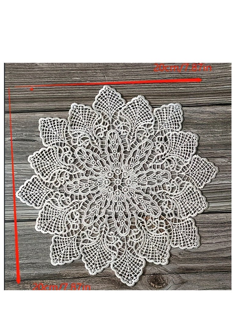 Generic 1pc, Plastic Placemats, Light Luxury European Lace Round Coaster, Round Decorative Table Pads, Nordic Style Table Decoration Mat, Coffee Table Mat, Household Bowl Plate Mat, Home Decoration  - Image 2