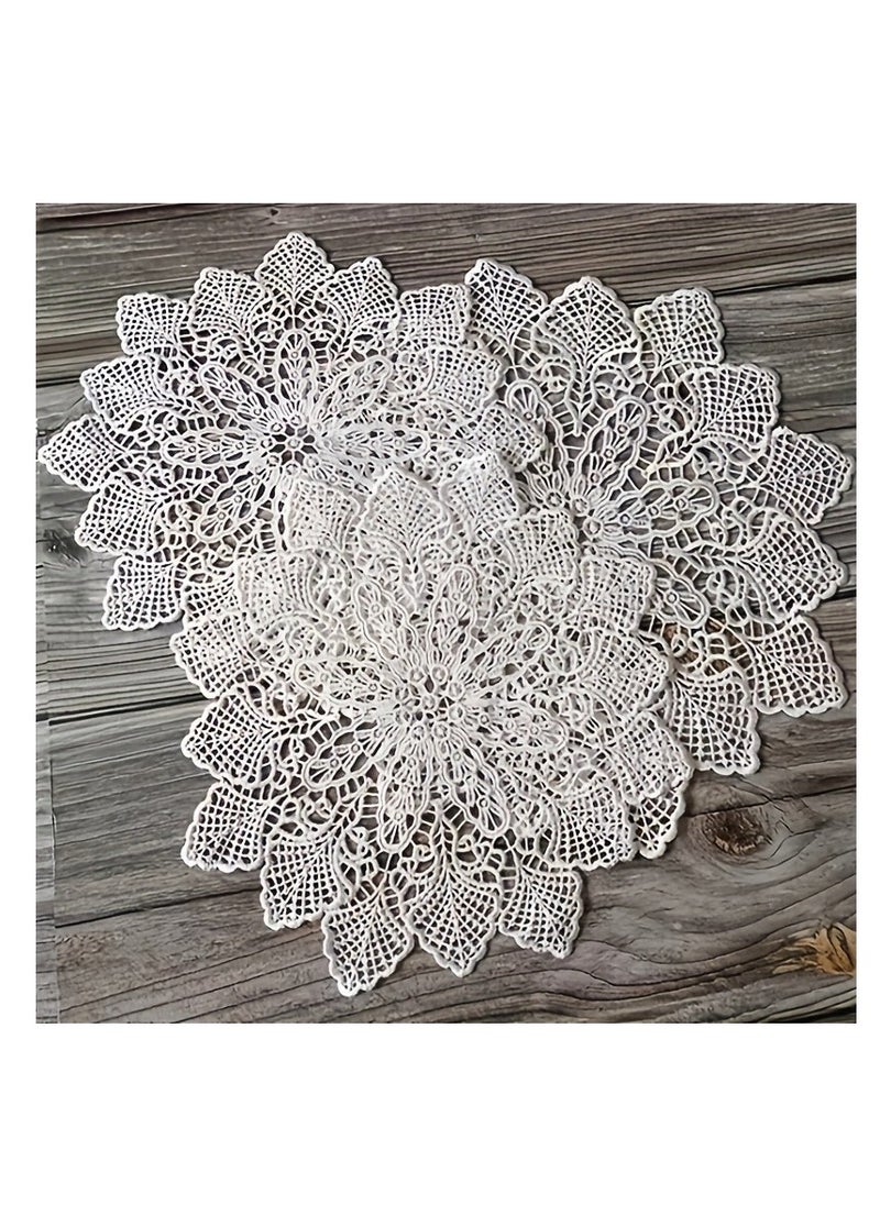 Generic 1pc, Plastic Placemats, Light Luxury European Lace Round Coaster, Round Decorative Table Pads, Nordic Style Table Decoration Mat, Coffee Table Mat, Household Bowl Plate Mat, Home Decoration  - Image 3