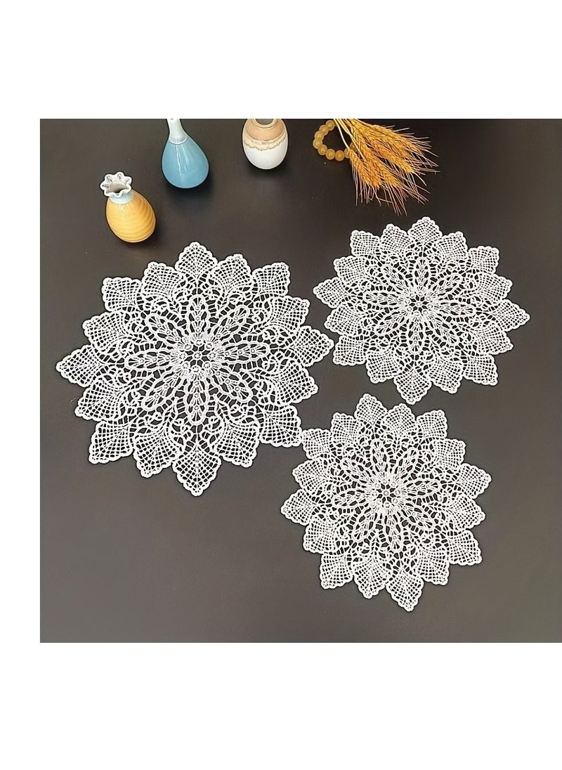 Generic 1pc, Plastic Placemats, Light Luxury European Lace Round Coaster, Round Decorative Table Pads, Nordic Style Table Decoration Mat, Coffee Table Mat, Household Bowl Plate Mat, Home Decoration  - Image 4