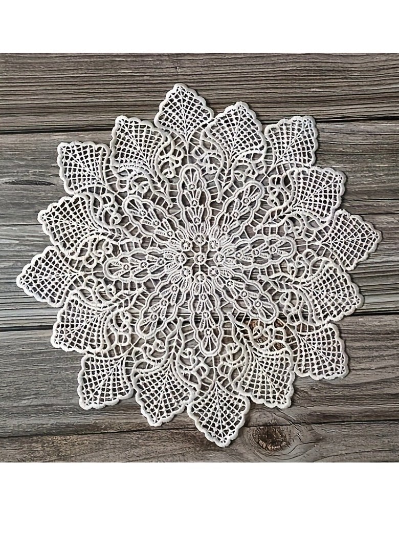 Generic 1pc, Plastic Placemats, Light Luxury European Lace Round Coaster, Round Decorative Table Pads, Nordic Style Table Decoration Mat, Coffee Table Mat, Household Bowl Plate Mat, Home Decoration  - Image 1