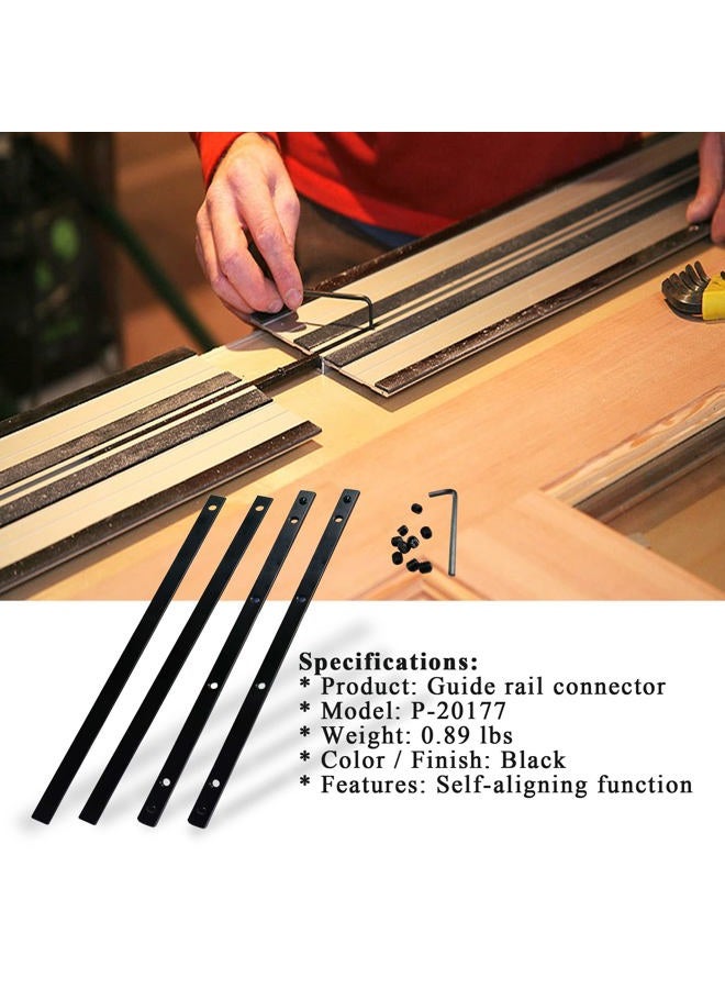 Hawmow Guide Rail Connector Set P-20177 for Makita Track Saw Long Cuts， Also Compatible with Festool, Fit for DeWalt in Integrated Guide Rail T-Slots for Secure Cutting, 4 PCS, Black - Image 3