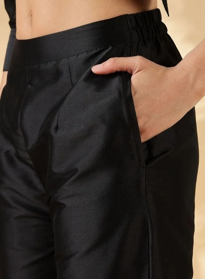 أبهشتي High-low kurta with broad straight pants with brocade details