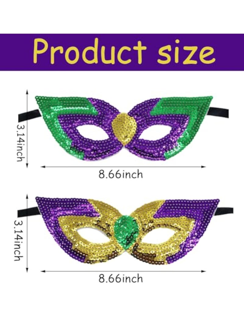 KASTWAVE 8PCS Sparkling Sequin Half Mask, Couple Masquerade Masks Sequins, Venetian Party Mask Plastic Costume Carnival Mask,  Adjustable Strap Buckle Shiny Glittering - Image 2