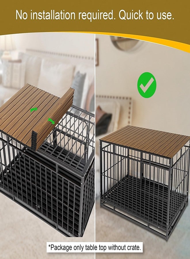 Petmystify Dog Crate Topper Metal with Magnets for 36 Inch Crate - Aluminum Foldable Dog Kennel Topper Decorative Storage Pet Crate Table Walnut (Only Topper) - Image 4