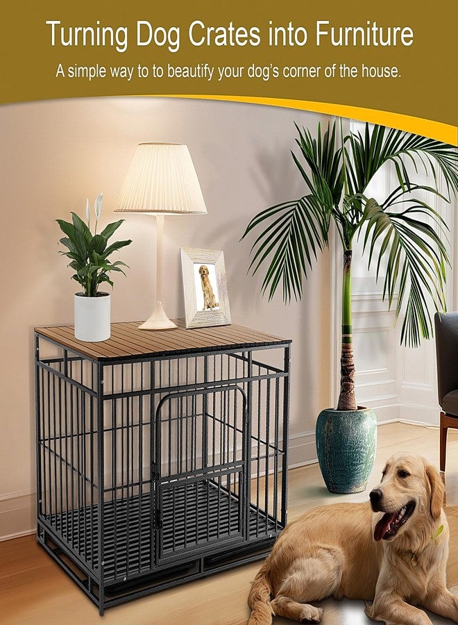 Petmystify Dog Crate Topper Metal with Magnets for 36 Inch Crate - Aluminum Foldable Dog Kennel Topper Decorative Storage Pet Crate Table Walnut (Only Topper) - Image 2