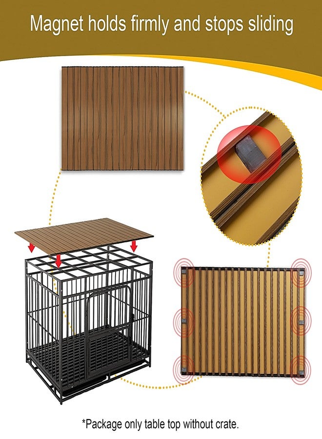 Petmystify Dog Crate Topper Metal with Magnets for 36 Inch Crate - Aluminum Foldable Dog Kennel Topper Decorative Storage Pet Crate Table Walnut (Only Topper) - Image 3