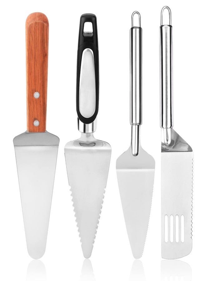 Restynic 4-Piece Stainless Steel Pie Server Set with Serrated Edges & Comfort Grip Handles, Cake/Pizza Cutter & Server for Weddings, Desserts & Parties - Image 2
