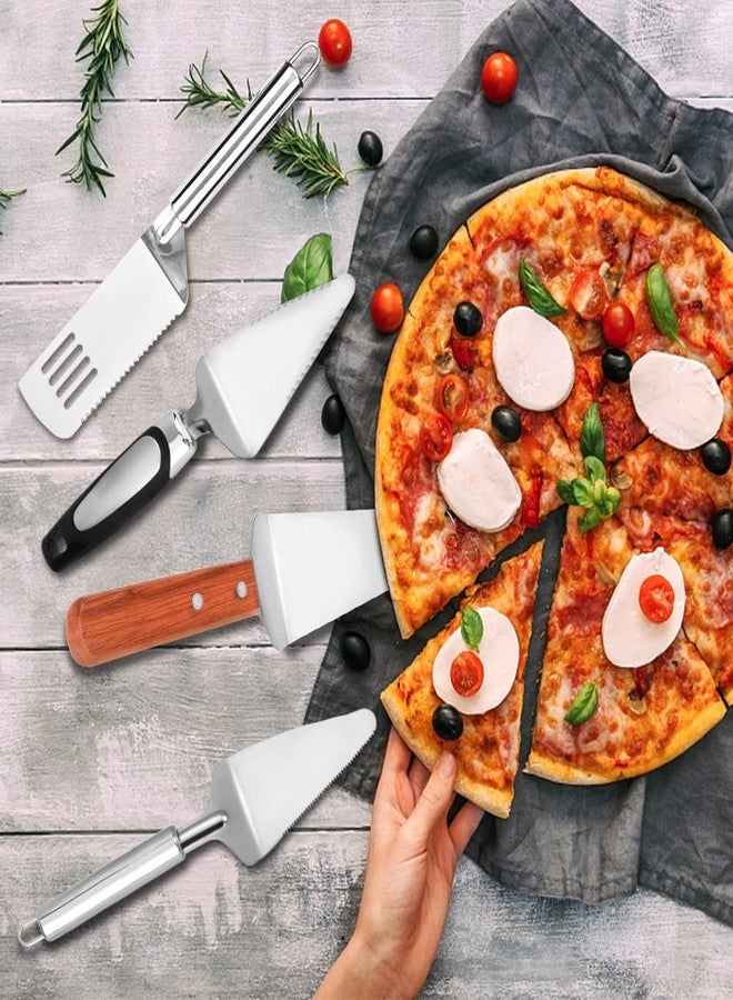 Restynic 4-Piece Stainless Steel Pie Server Set with Serrated Edges & Comfort Grip Handles, Cake/Pizza Cutter & Server for Weddings, Desserts & Parties - Image 4