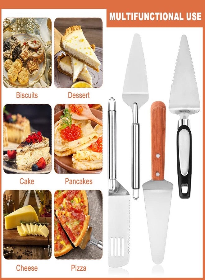 Restynic 4-Piece Stainless Steel Pie Server Set with Serrated Edges & Comfort Grip Handles, Cake/Pizza Cutter & Server for Weddings, Desserts & Parties - Image 3