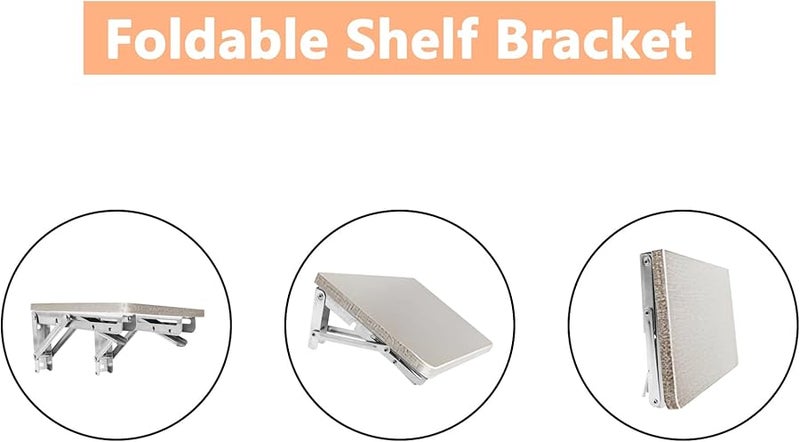 ULIFESTAR Heavy Duty SUS201 Folding Shelf Brackets 2PCS Silver 192x22 5x95mm - Image 5