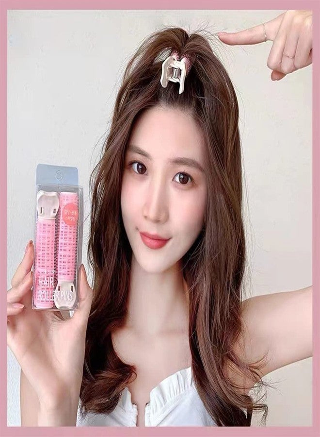 DIUEWOW لفافات شعر عملاقة مع مشابك - 8 قطع مشابك شعر مكثفة ولفافات ذاتية الالتصاق للشعر الطويل والمتوسط والقصير والسميك والرقيق (3 أحجام، وردي) - Image 3