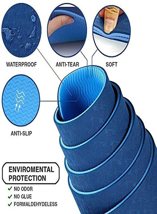 آيريس حصيرة يوغا من مادة TPE مانعة للانزلاق من IRIS Fitness لليوغا الساخنة والبيلاتس والجمباز، ذات وجهين (72 بوصة × 24 بوصة × 6 مم) - Image 5