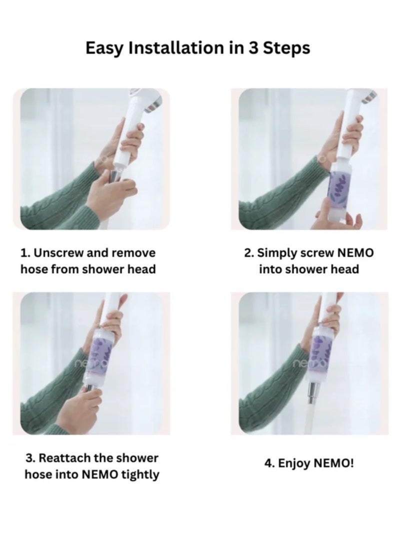 فلتر استحمام فيتامين نيمو الكوري [الجيل الثاني الممتاز] نيمو لإزالة الكلور وإزالة الصدأ وتحسين نعومة الشعر والبشرة-برأحة بودره الاطفال - Image 5