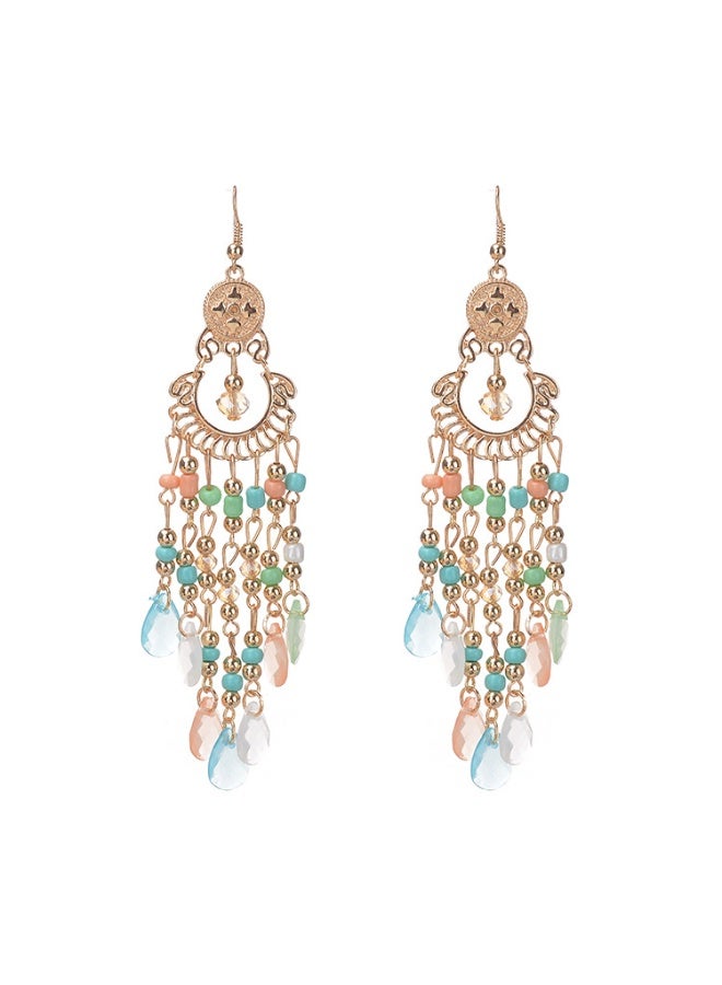 NIBEMINENT Bohemian Gemstone Tassel Earrings