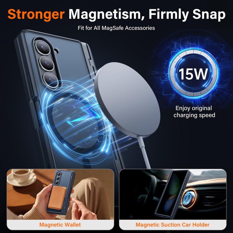 MOBOSI for Z Fold 6 Case with Privacy Screen Protector [Compatible with Magsafe], [Built-in Kickstand&Full Body Hinge Protection] Shockproof Phone Cover for Samsung Galaxy Z Fold6, Black - Image 4
