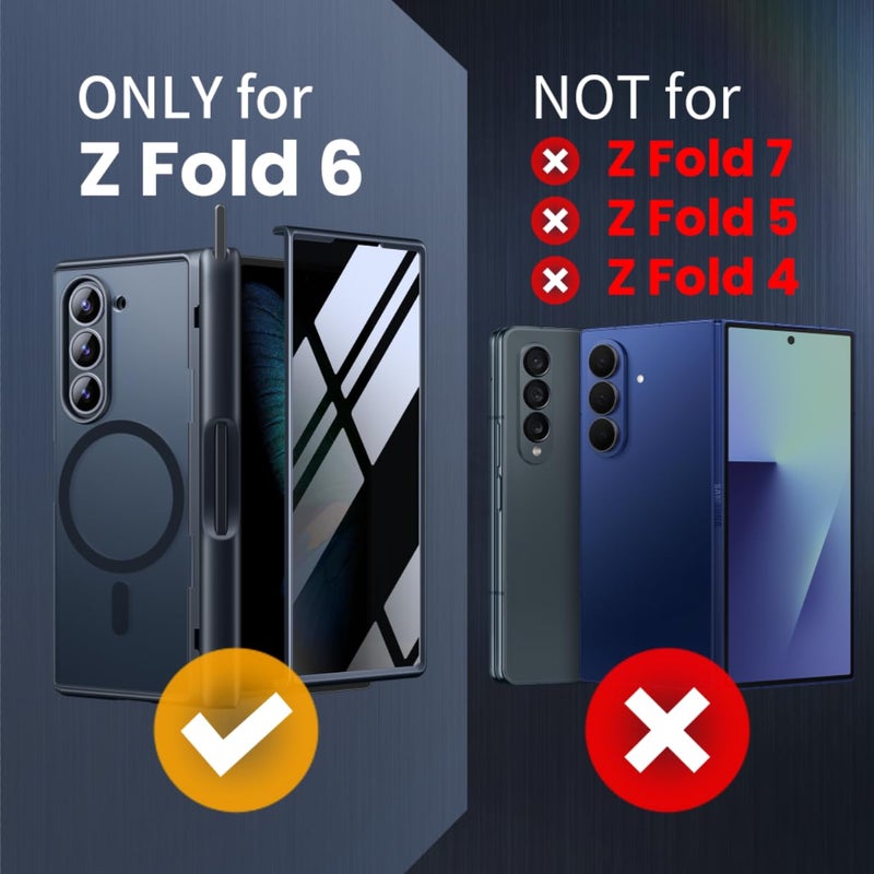 MOBOSI for Z Fold 6 Case with Privacy Screen Protector [Compatible with Magsafe], [Built-in Kickstand&Full Body Hinge Protection] Shockproof Phone Cover for Samsung Galaxy Z Fold6, Black - Image 5