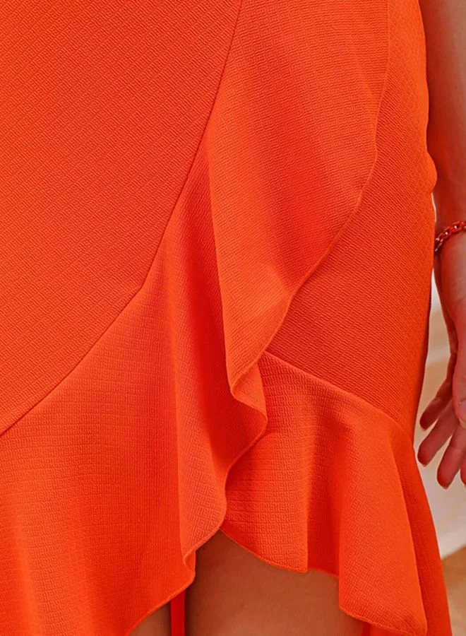 Freehand  Women Regular Fit Solid Scoop Neck Sleeveless Ruffle Dress for Women | Best Price UAE