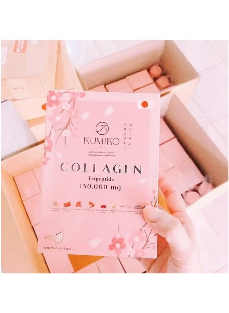 Kumiko Collagen Tripeptide 150000mg – Japanese Collagen Drink for Skin Whitening, Anti-Aging & Glow – 15 Sachets - Image 2