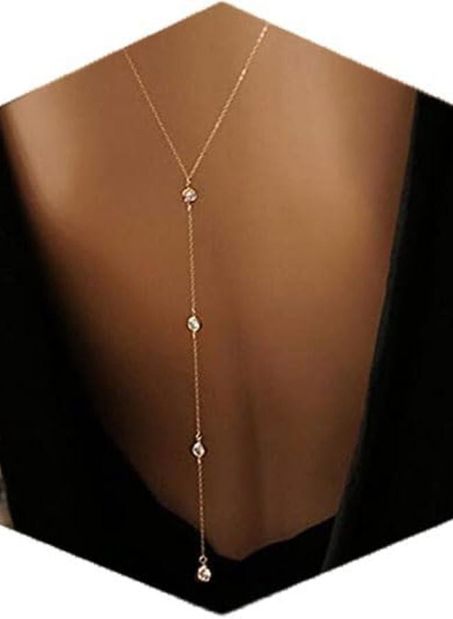 ARTMISS Wedding Bridal Backdrop Necklace Crystal Back Necklace Gold Jewellery for Women - Image 1