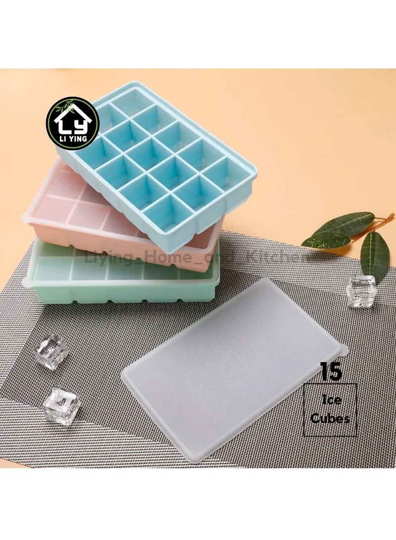 Liying Reusable 3.5cm Ice Cube Trays, Easy Release Silicone Square Ice Sphere Tray with Lids & Funnel for Whiskey, Cocktails (15 Square Ice Cube in 1 Tray) - Image 5