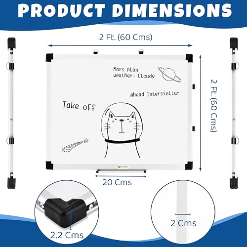 Eduway Elite 2x2 Feet Non-Magnetic White Board with 1 Duster Tray, 1 Eraser, 2 Markers | Robust Aluminium Frame | Ideal for Home, School, Office & Kids (4 Pcs Combo Pack). - Image 2