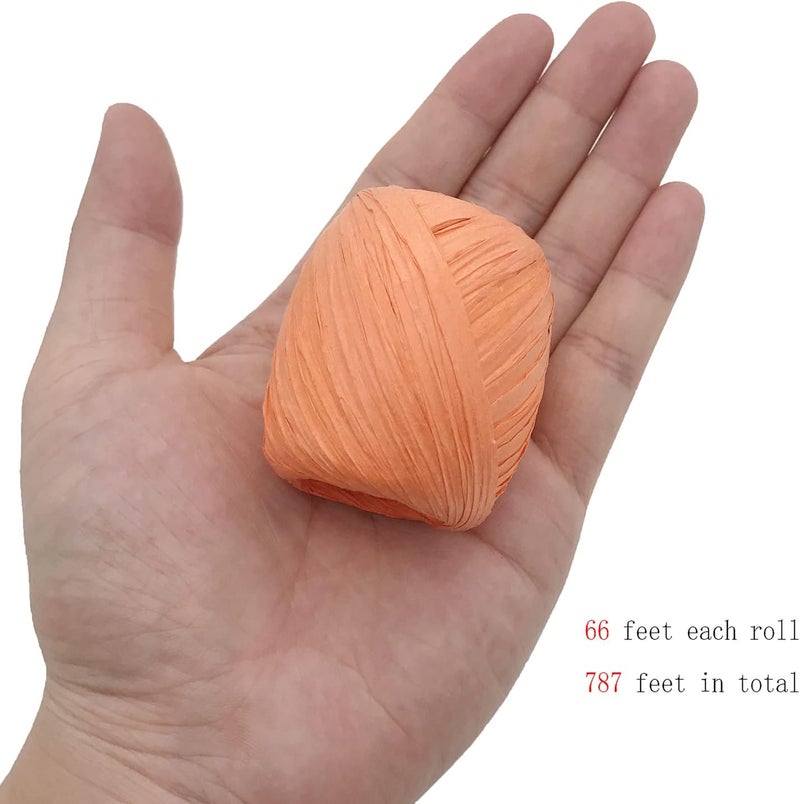 MYYZMY 12 Rolls Raffia Ribbon,787 Feet Raffia Twine String for Christmas Valentine's Day Party Gifts Wrapping Florist Bouquets DIY Craft Decoration Weaving,12 Colors - Image 3