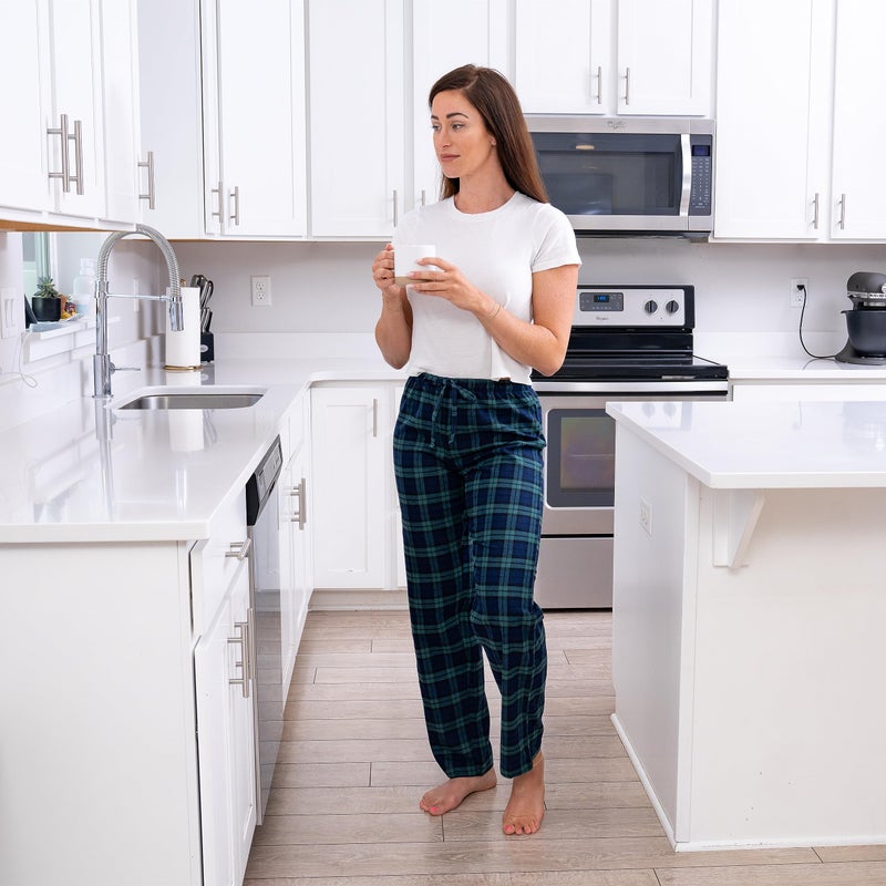 CYZ Women's 100% Cotton Super Soft Flannel Plaid Pajama/Lounge Pants, Green Plaid, Womens Size: Medium - Image 4