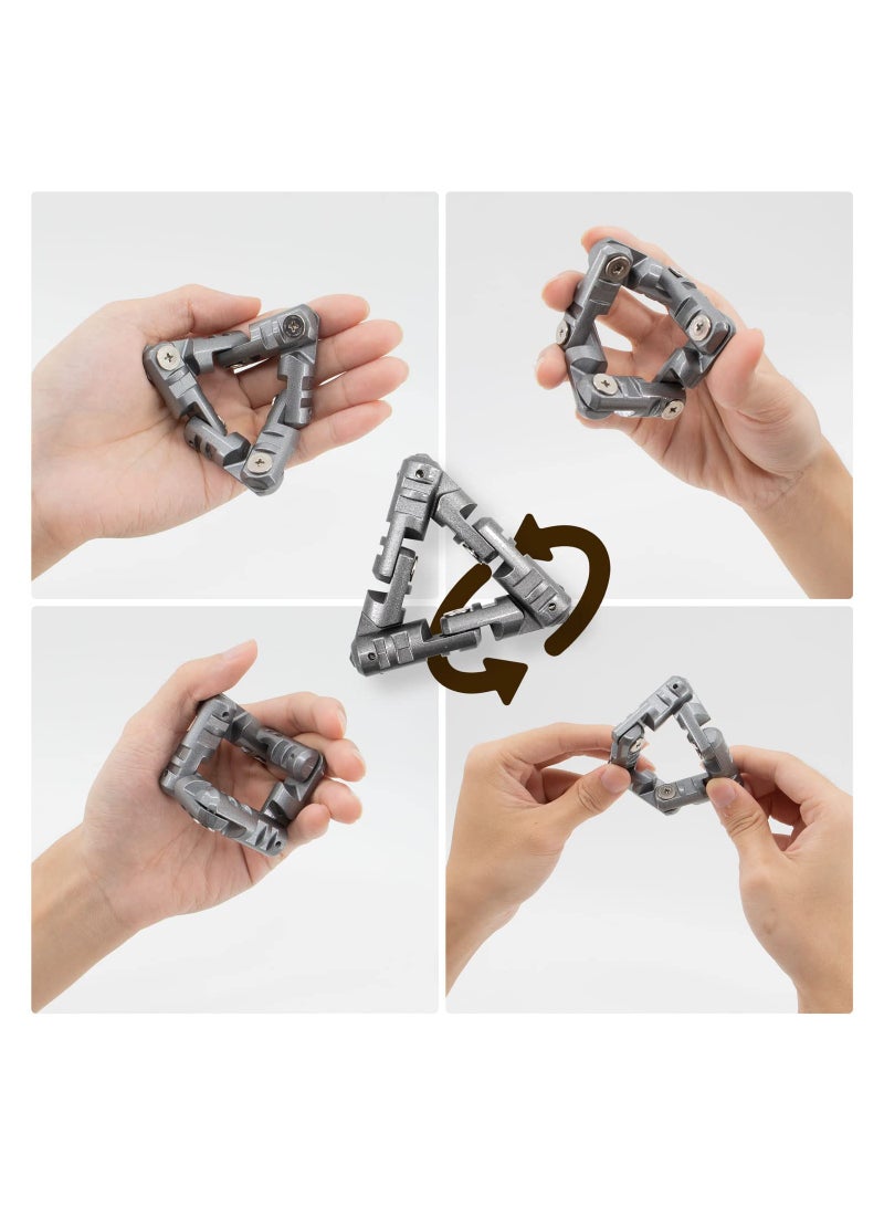 Zikra Infinite Flip Fingertip Decompression Toys Infinite Flip Fidget Toys Sensory Spinner Handheld Fidget Toys Stainless Steel Metal Chain Fidget Toy for Adults Children Anxiety Stress Relief Toys - Image 4