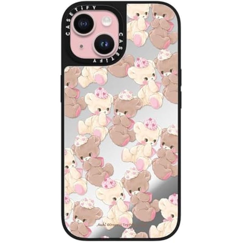 Casetify Mirror iPhone 15 Case 【Reflective / 4.9ft Drop Protection/Compatible with Magsafe】 - Vanilla&Cocoa - Silver on Black - Image 1