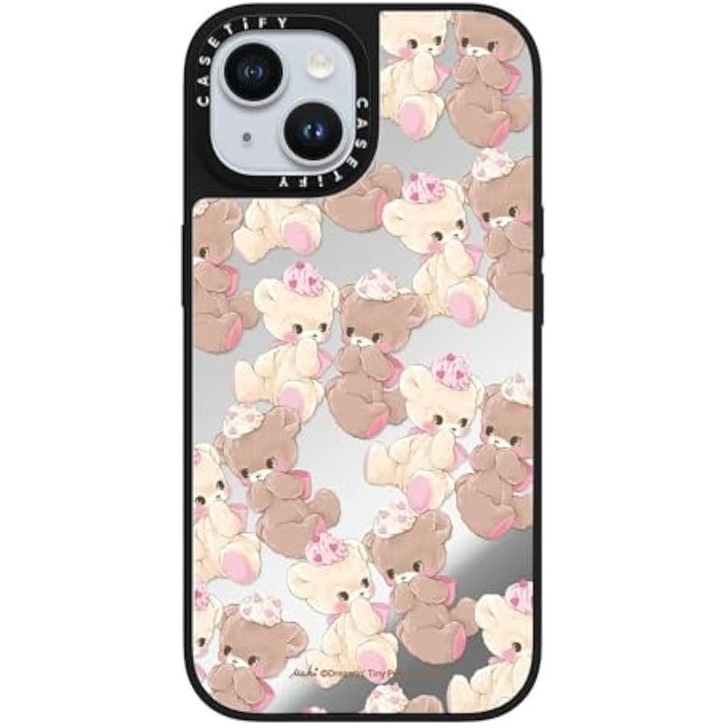 Casetify Mirror iPhone 15 Case 【Reflective / 4.9ft Drop Protection/Compatible with Magsafe】 - Vanilla&Cocoa - Silver on Black - Image 4