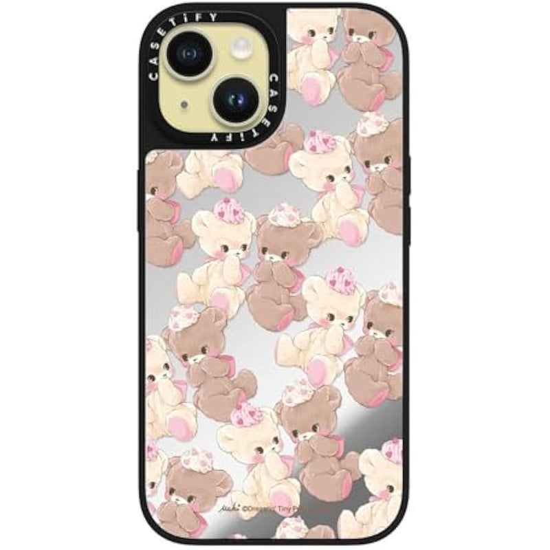 Casetify Mirror iPhone 15 Case 【Reflective / 4.9ft Drop Protection/Compatible with Magsafe】 - Vanilla&Cocoa - Silver on Black - Image 2