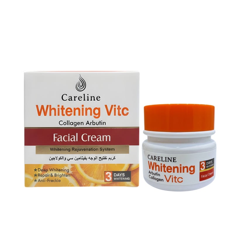 Careline Whitening Vit C Facial Cream – Vitamin C, Collagen & Arbutin, 3 Days Quick Whitening, Deep Whitening & Anti-Freckle, Repair & Brighten, Rejuvenation System - Image 1