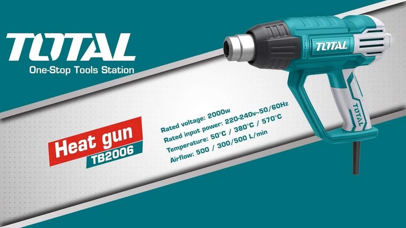 TOTAL Heat Gun 2000W With Scraper, Nozzle Tb2006 - Image 2
