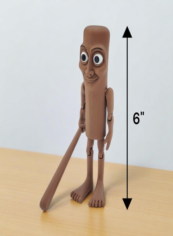 qwik3D Tung Tung Tung Sahur Action Figure | 6-Inch Meme Toy | Italian Brainrot Collectible | 3D Printed Articulated Model with Bat | Funny Viral Figurine Gift | Brown (Pack of 1) - Image 2