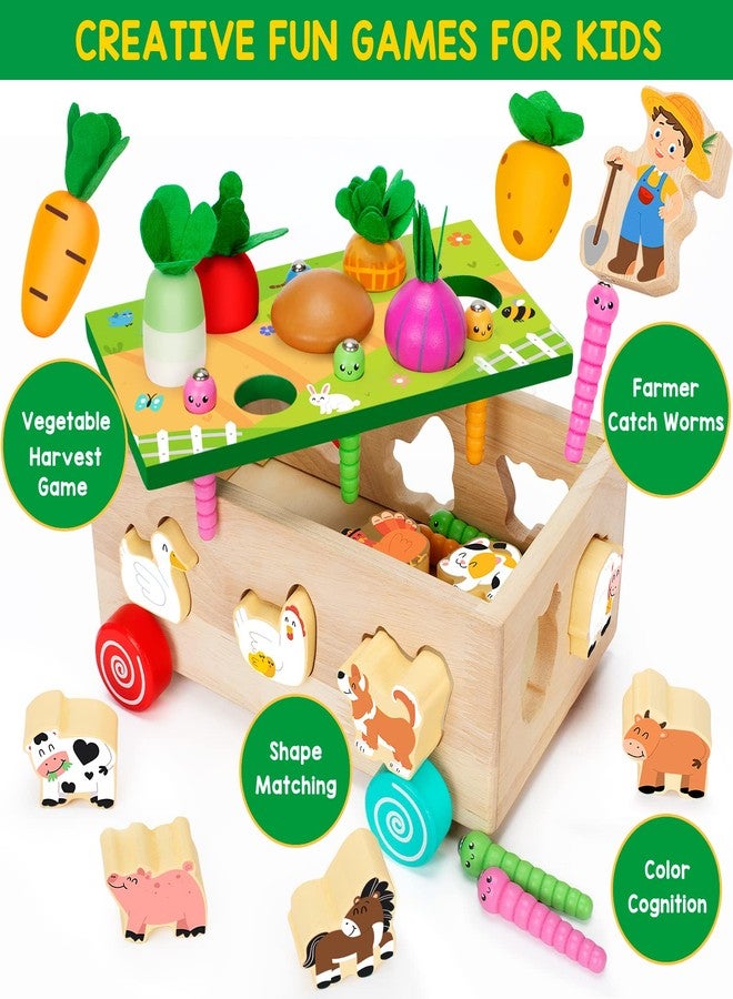 BAYSING Toddlers Montessori Toys for 2,3,4 Year Old Baby Boys and Girls, Educational Wooden Shape Sorting Toys with Vegetables & Farm Animals Blocks, Fine Motor Skills Game, Ideal Gift for Kids Age 1-3 - Image 2