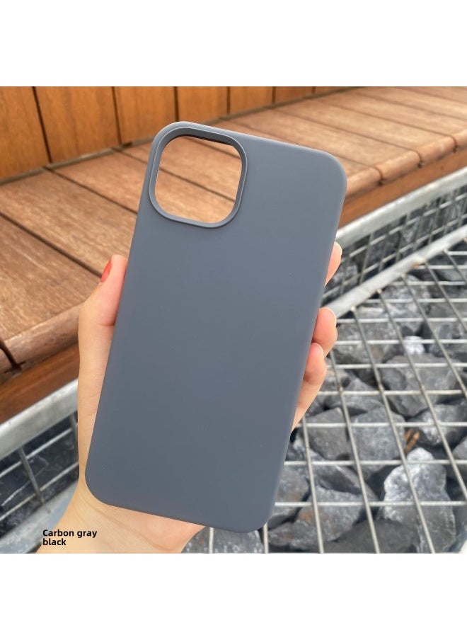 Generic For Iphone16 Liquid Silicone Phone Case For Iphone 16Pro Max/16Pro Full Covering Drop-Resistant Protective Case-Color:Carbon Gray Black [with Logo]]-Applicable Model:For Iphone16plus [sealed Packaging]  - Image 1