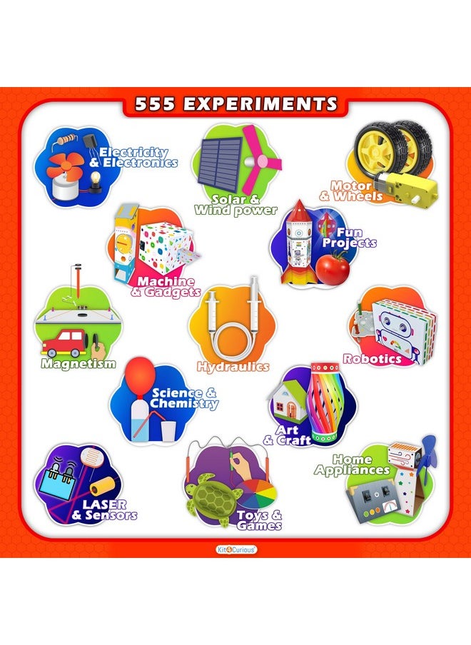 كيت 4 كيوريس - مجموعة ألعاب تعليمية من 555 تجربة علمية من Kit4Curious، مناسبة للأولاد والبنات من عمر 6 إلى 16 عامًا، مناسبة كهدية عيد ميلاد - Image 1