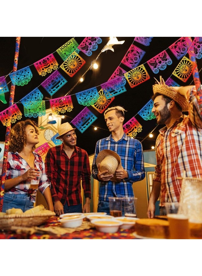 Qpout 5 Packs Mexican Party Banners Iridescent Plastic Papel Picado Banner Cinco de Mayo Decor Fiesta Garland for Dia De Los Muertos Decor,Fiesta Birthday Baby Shower Party Decorations Flags - Image 5
