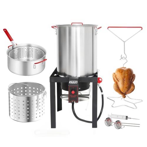 NUUK NUUK 30QT Turkey Fryer  10QT Fish Fryer Combo Kit with CSA Approved 50000BTU Burner with Auto Ignition System and 10PSI Regulator 