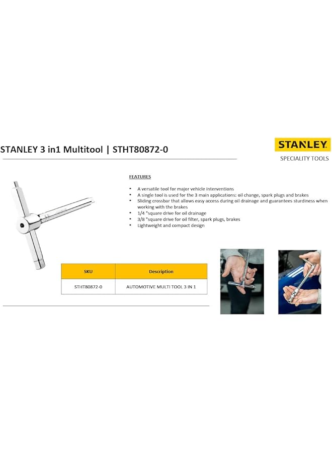 Stanley Automotive Multi Use (1/4 Inches And 3/8 Inches) Spark Plug/Oil Filter/Brake Change 4 In 1 Tool Stht80872 0 - Image 5