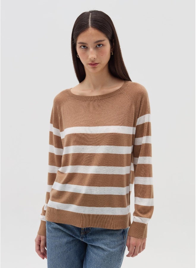 او في اس بلوزة مخططة بأكمام راجلان - Image 2