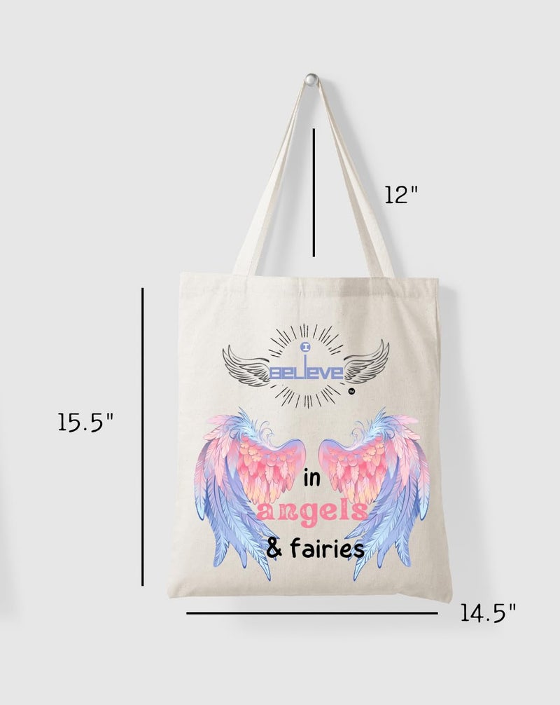 STRUTT Foldable Canvas Tote Bag for Women, Tote Bag for College Girls,100% Organic Cotton Reusable Shopping Bag for Grocery, Eco-Friendly Multi-Purpose Bag for Travel & Daily Use- in Fairies - Image 2