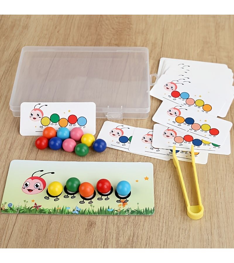 Caterpillar Clip Beads Wooden Sorting Toy for Fine Motor Skills and Focus Development - Image 4