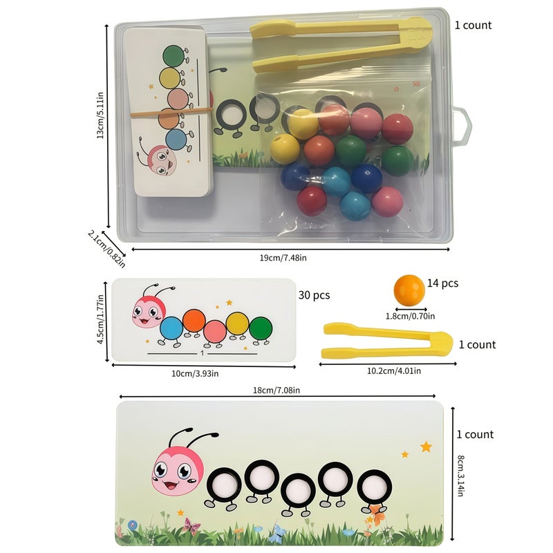 Caterpillar Clip Beads Wooden Sorting Toy for Fine Motor Skills and Focus Development - Image 2