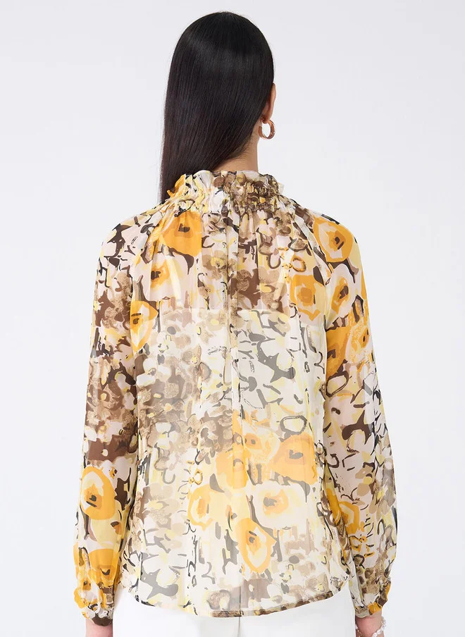 Salt Attire  SALT ATTIRE Animal Print Tie-Up Neck Shirt Style Top for Women | Best Price UAE